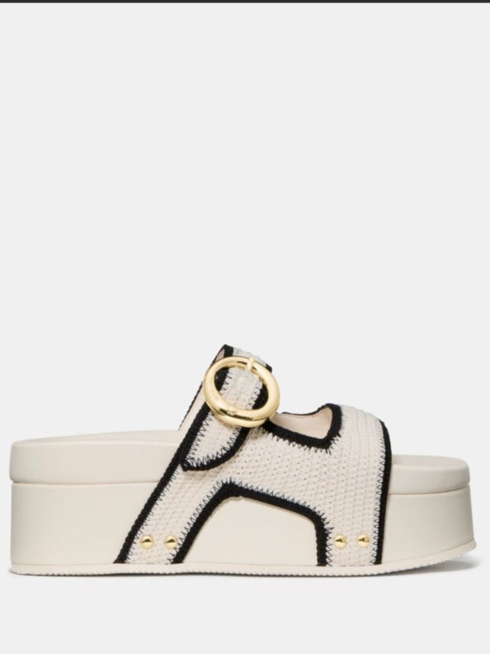 ♠️♠️Kate Spade New York Halo Platform Footbed Sandals – Cream/Black Knit – NIB